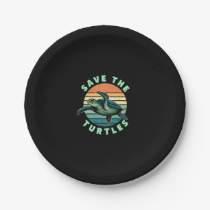 Save The Turtles Animal Turtle Pet Lover (3) Paper Plate