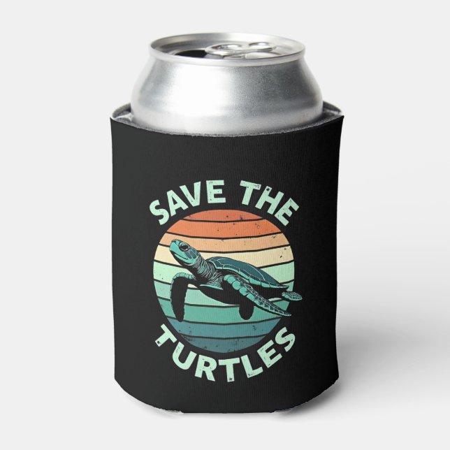 Save The Turtles Animal Turtle Pet Lover (4) Can Cooler (Can Front)