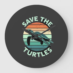 Save The Turtles Animal Turtle Pet Lover (4) Large Clock