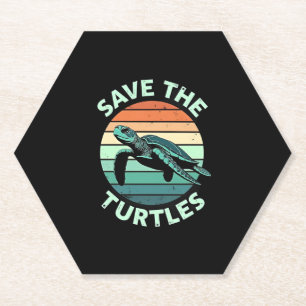 Save The Turtles Animal Turtle Pet Lover (4) Paper Coaster