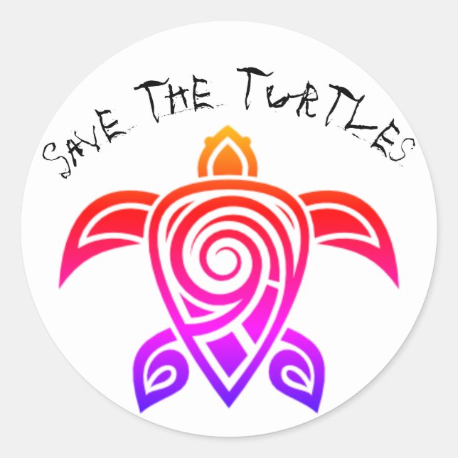 Save the turtles classic round sticker (Front)