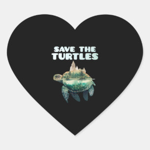 Save the Turtles endangered animals Earth   Heart Sticker