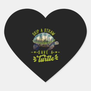 Save the Turtles Environmental Protection Ocean  Heart Sticker