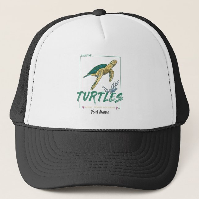 Save the Turtles for girl who just loves tortoise Trucker Hat (Front)