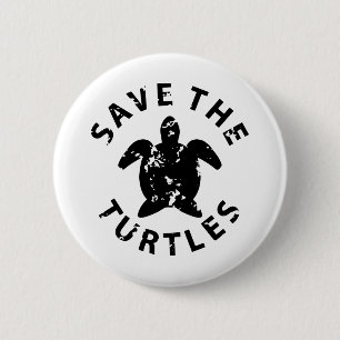 SAVE THE TURTLES grunge 6 Cm Round Badge