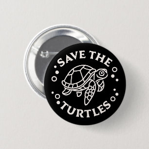 Save the turtles marine wildlife conservation 6 cm round badge