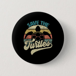 Save The Turtles Retro Save The Earth Our Planet L 6 Cm Round Badge
