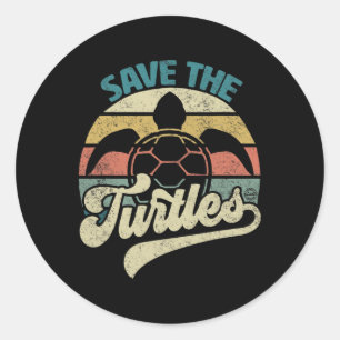 Save The Turtles Retro Save The Earth Our Planet L Classic Round Sticker
