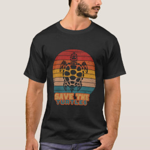 Save The Turtles Retro Style Turtle Lovers Birthda T-Shirt