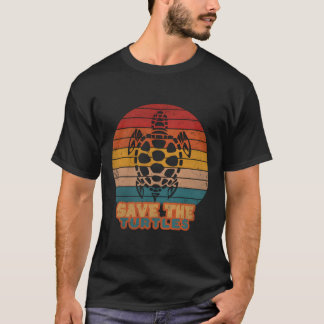 Save The Turtles Retro Style Turtle Lovers Birthda T-Shirt