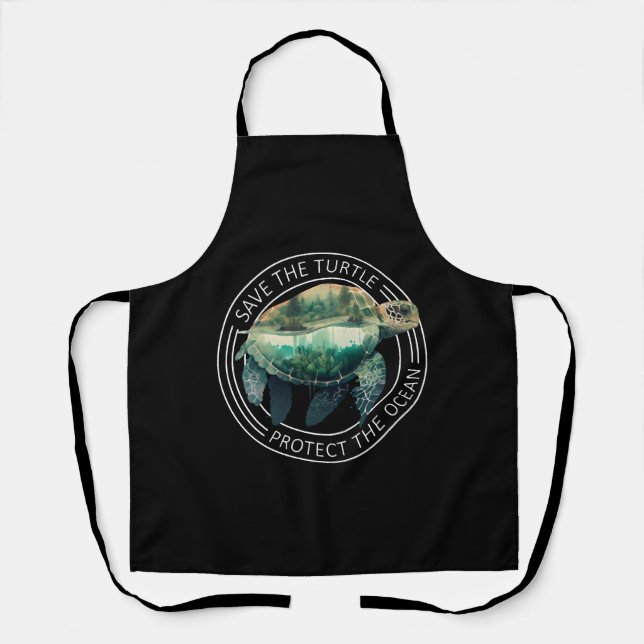 Save the Turtles Save the Ocean Environmental Care Apron (Front)