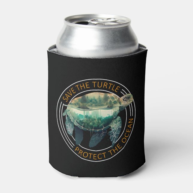 Save the Turtles Save the Ocean Environmental Care Can Cooler (Can Front)