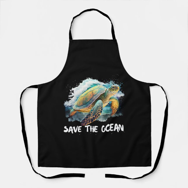 Save the Turtles Save the Ocean protect species    Apron (Front)