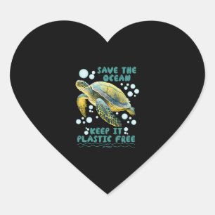 Save the Turtles Save the Ocean protect species    Heart Sticker