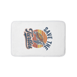 Save The Turtles Vintage Sea Turtle T-Shirt Design Bath Mat