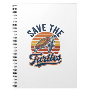 Save The Turtles Vintage Sea Turtle T-Shirt Design Notebook