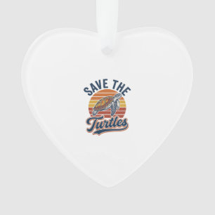 Save The Turtles Vintage Sea Turtle T-Shirt Design Ornament