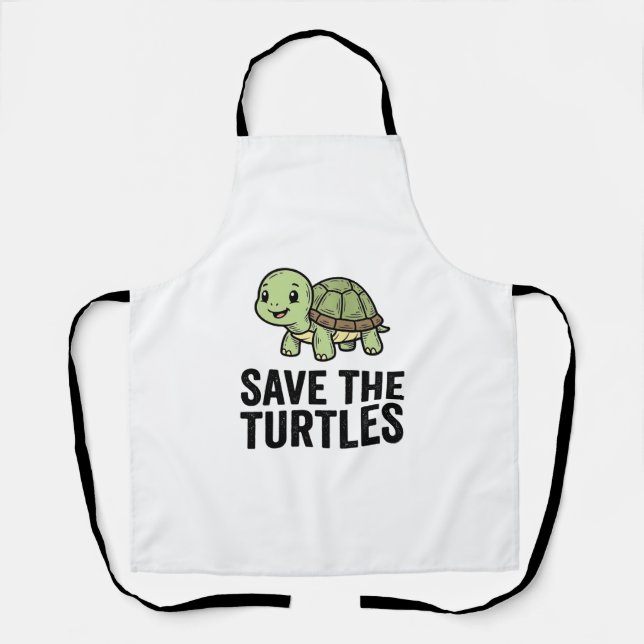 Save The Turtles Vintage Turtle Conservation Shirt Apron (Front)