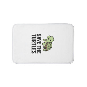 Save The Turtles Vintage Turtle Conservation Shirt Bath Mat