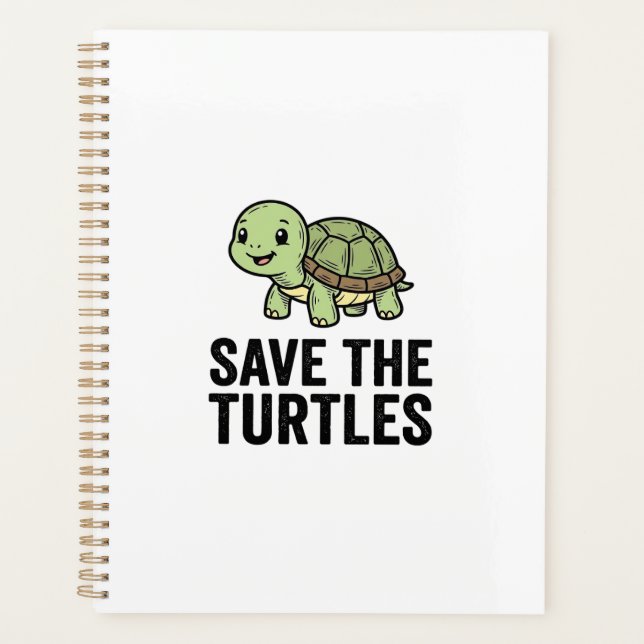 Save The Turtles Vintage Turtle Conservation Shirt Planner (Front)
