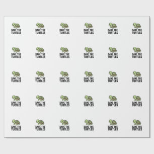 Save The Turtles Vintage Turtle Conservation Shirt Wrapping Paper