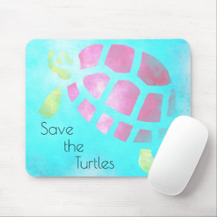 Save the Turtles Watercolor Mouse Mat