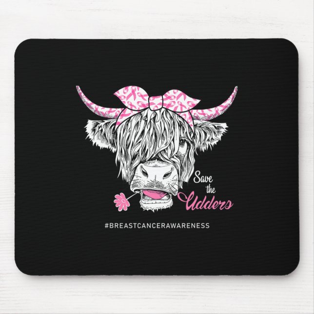Save The Udders Heifer Cow Breast Cancer Awareness Mouse Mat (Front)
