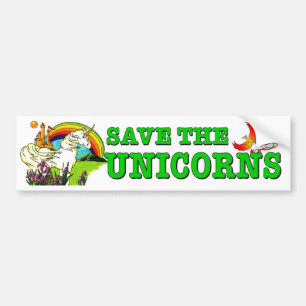 Save The Unicorns. Endangered mythical horse funny Bumper Sticker
