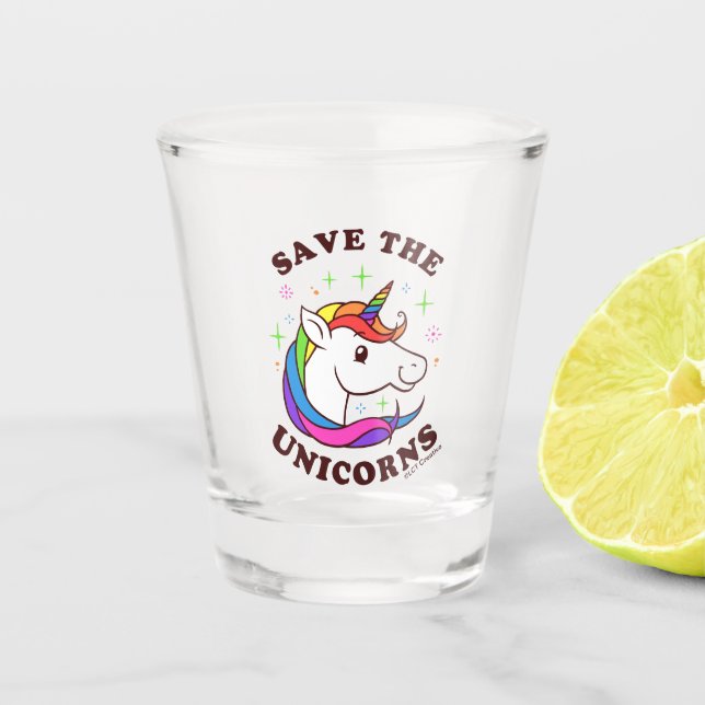 Save The Unicorns Shot Glass (Front)