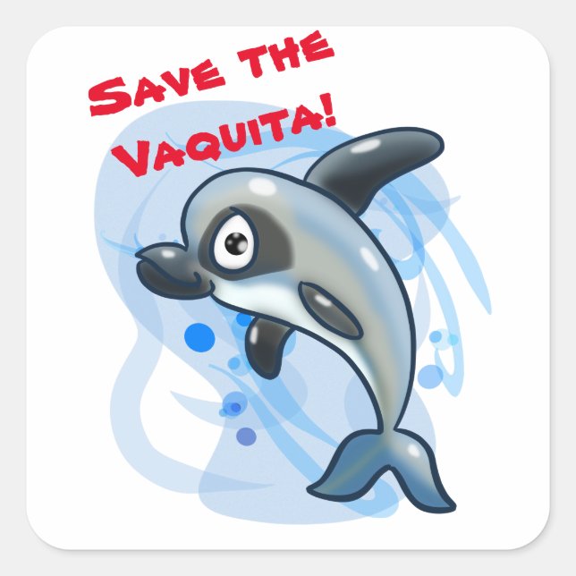 Save the Vaquita Square Sticker (Front)