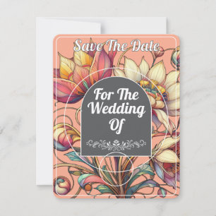 Save The Wedding Date Card Mucha Style