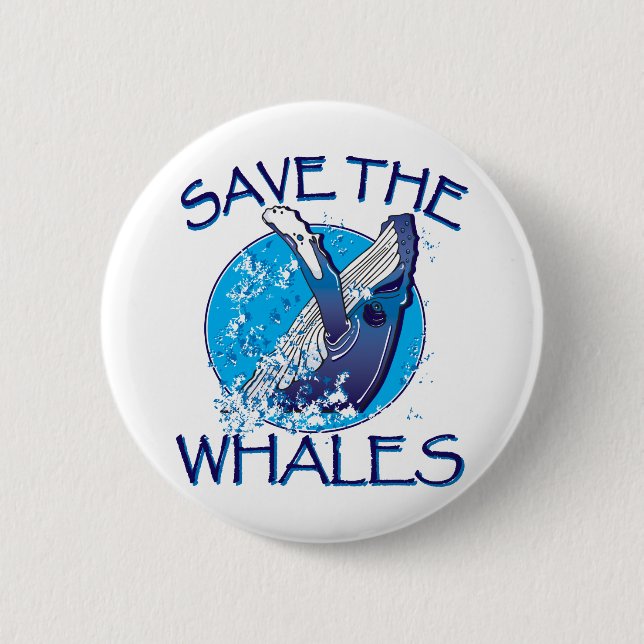 Save the Whales 6 Cm Round Badge (Front)