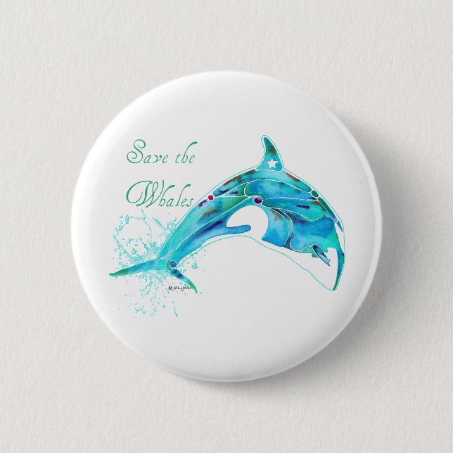 Save the Whales Blue 6 Cm Round Badge (Front)