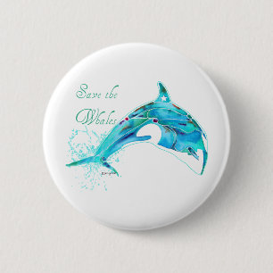 Save the Whales Blue 6 Cm Round Badge