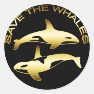 SAVE THE WHALES CLASSIC ROUND STICKER