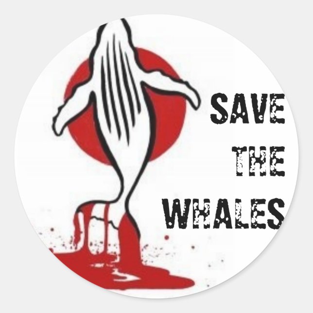 Save the Whales Classic Round Sticker (Front)