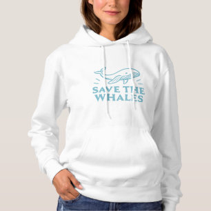 Save the whales cute retro aesthetic hoodie