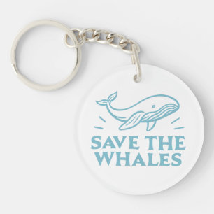 Save the whales cute retro aesthetic key ring