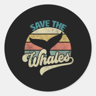 Save The Whales Retro Classic Round Sticker