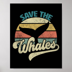 Save The Whales Retro  Poster
