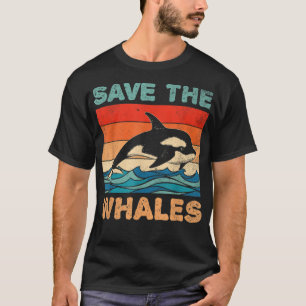 Save The Whales Retro Vintage Orca Whale T-Shirt