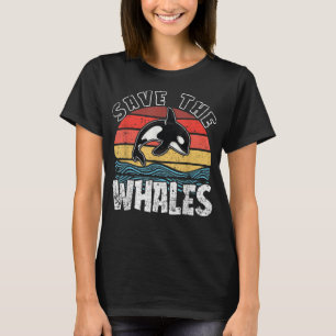 Save The Whales Retro Wintage Orca and Killer Whal T-Shirt
