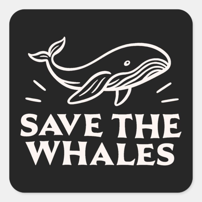 Save the whales square sticker (Front)