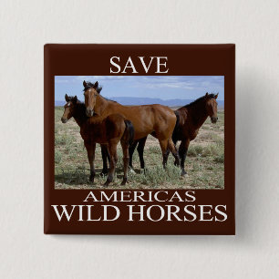 Save the Wild Horses 15 Cm Square Badge