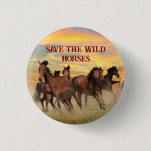 Save The Wild Horses 3 Cm Round Badge