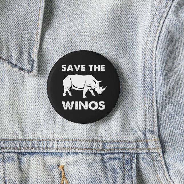 Save the Winos with Rhinoceros 6 Cm Round Badge (Creator Uploaded)