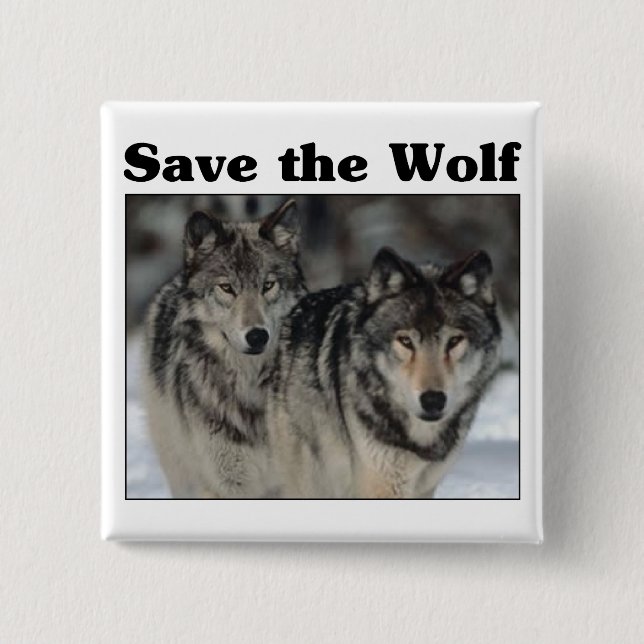 Save the Wolf 15 Cm Square Badge (Front)