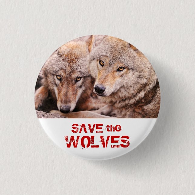 Save the Wolves 3 Cm Round Badge (Front)