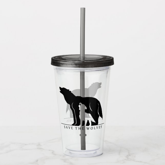 Save the Wolves Acrylic Tumbler (Front)