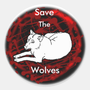 save the wolves classic round sticker